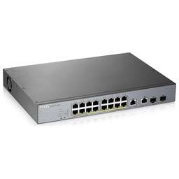 ZYXEL Коммутатор GS1350-18HP-EU0101F (L2) 16x1Гбит/с 2xКомбо(1000BASE-T/SFP) 16PoE+ 250W управляемый