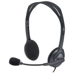 LOGITECH Гарнитура H111, для контактных центров, накладные, проводные, серый [981-000588]