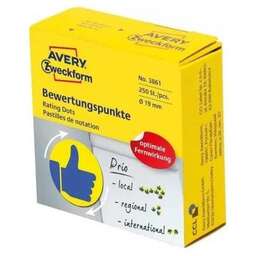 AVERY ZWECKFORM Этикетки 3861 250шт на листе диаметр 19мм/70г/м2/желтый самоклей. универсальная