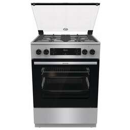 GORENJE Газовая плита GKS6C72XF, электрическая духовка, стеклянная крышка, чугун, нержавеющая сталь