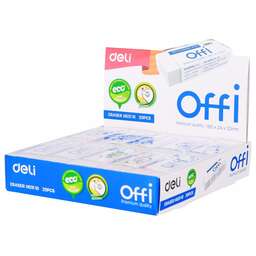 DELI Ластик EH03110 Offi 60x24x12мм ПВХ белый индивидуальная картонная упаковка