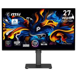 MSI Монитор 26.5" PRO MAX 271QPX14G QD-OLED, 2560x1440, 144Hz, 0,03ms, 250сd/m, 1500000:1 | 2xHDMI(2.1), DP(1.4a), Type-C(PD-15W) | HAS, Pivot, Swivel, InPSU, Speakers, Vesa 100, Black