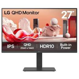 LG 27" Монитор 27BA45QB-B, 2560x1440, IPS, 75Гц, 2хHDMI, 1хDP, черный [27ba45qb-b.aruz]