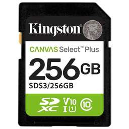 KINGSTON Карта памяти SDXC UHS-I U1 Canvas Select Plus 256 ГБ, 150 МБ/с, Class 10, SDS3/256GB, 1 шт., без адаптера