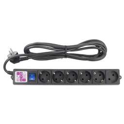 POWERCUBE Фильтр-удлинитель Power Cube SPG6-B1 6 розеток (5 с заземлением + 1 без), черный, 3м, 16 А/3,5 кВт, 3*1.5мм²