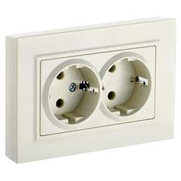 IEK Розетка силов. Brite РСш12-3-БрКр BR-R24-16-K10-F 2розет. двойн. скрыт. зазем. штор. IP20 бежевый (упак.:1шт)