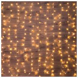 NEON-NIGHT (235-016) ДОЖДЬ (занавес) 1,5х1,5 м, прозрачный ПВХ, 144 LED, теплые белый, IP20, с контроллером, не соединяется