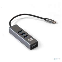 Exegate EX293987RUS USB-Хаб (концентратор) ExeGate DUB-4TC (кабель-адаптер USB Type C --> 4xUSB3.0, Plug&Play, серебристый)