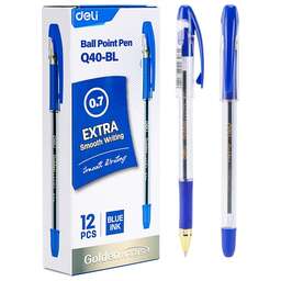 DELI Ручка шариков. Arris Golden CQ40-BL прозрачный d=0.7мм син. черн