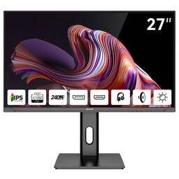 AIWA Монитор 27" MD2711 Black (IPS, 1920x1080, HDMI+HDMI+DP+DP, 1 ms, 178°/178°, 350 cd/m, 1000:1, 240Hz, Spk, Pivot)
