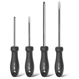 DELI Набор отверток Home Series Black HT1004 4шт SL5x100+SL6x150+PH1x100+PH2x150, эксклюзивный дизайн, рукоятка из высококачественного софттач пластика