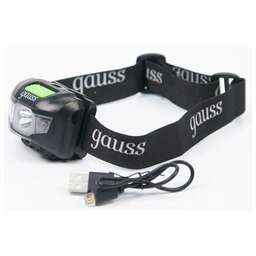 GAUSS Фонарь налобный GFL405 черный 3Вт лам.:светодиод. (GF405)