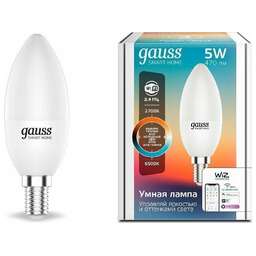 GAUSS Умная лампа IoT Smart Home E14 5Вт 470lm Wi-Fi (упак.:1шт) (1110112)