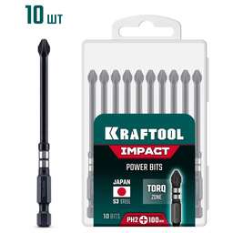 KRAFTOOL Impact PH 2, 100 мм, 10 шт, ударные биты (26191-2-100-S10)