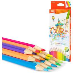 DELI Карандаши ColoRun EC128-12 EC128-12, шестигранный, дерево, 12 цв., коробка европодвес , 12