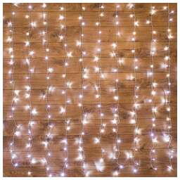 NEON-NIGHT (235-095) ДОЖДЬ 3х2 м, прозрачный ПВХ, 240 LED, белый, IP20, с контроллером, не соединяется