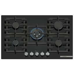 BOSCH Газовая варочная панель PPQ7A6I45, 5 конфорок, закаленное стекло, черный