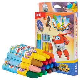 DELI Масляная пастель EC009-18 Super Wings шестигранные 18цв. картон.кор./европод