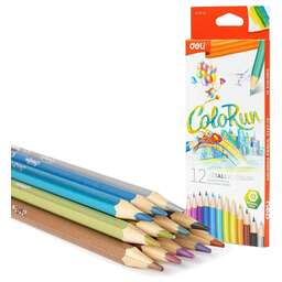 DELI Карандаши ColoRun EC127-12 EC127-12, шестигранный, дерево, 12 цв., коробка европодвес , 12
