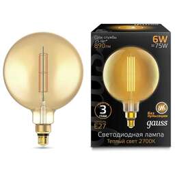 GAUSS Лампа LED E27, шар, 6Вт, Vintage, одна шт. [154802118]