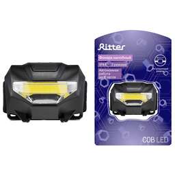 RITTER 29088 9 Фонарь налобный, на батарейках, светодиодный, регулируемый ремень, 3Вт, 3хААА, IP44, 29088 9,