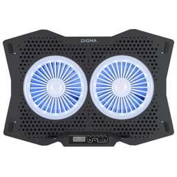 DIGMA Подставка для ноутбука D-NCP180-2x110RGB 18" 410x280x34мм 20дБ 2xUSB 2x 110ммFAN 700г Fan-control пластик ABS черный