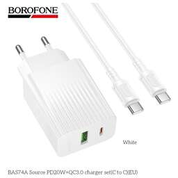 BOROFONE (6941991122804) BAS74Aaa 1USB+1Type-C 3.0A QC3.0 PD20W для Type-C Type-C White