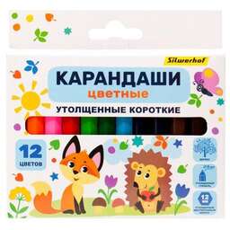 SILWERHOF Карандаши Веселые друзья Jumbo Mini шестигранный, дерево, 12 цв., коробка европодвес