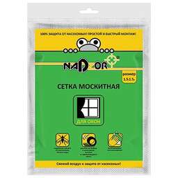 NADZOR Сетка москитная для окон, 1,5*1,5 м, белая, в пакете, MSN015P