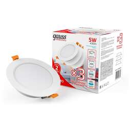 GAUSS Светильник Elementary Downlight 5Вт 4000К белый круглый [9100420205t]