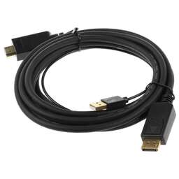 BURO Кабель аудио-видео HDMI (m) - DisplayPort (m) , 3м, GOLD, черный [hdmi-dp-3m]