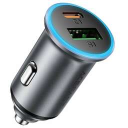 ACEFAST Автомобильное зарядное устройство B15 Fast Car Charger 65W 1xUSB-C&1xUSB-A. Цвет: серый металлик