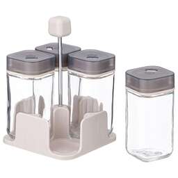 AGNESS НАБОР ЕМКОСТЕЙ ДЛЯ СПЕЦИЙ 4ШТ 100МЛ НА ПОДСТАВКЕ 671-106