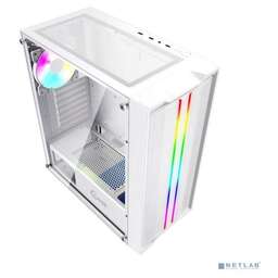 Powercase CMIEW-F4S Корпус Mistral Evo White, Tempered Glass, 1x 120mm PWM ARGB fan + Strip 3x non LED fan, белый, ATX (CMIEW-F4S)