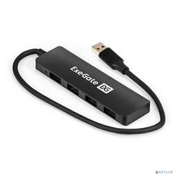 EXEGATE EX296928RUS USB-Хаб (концентратор) 4-в-1 DUB-4P/3 (кабель-адаптер USB3.0 --> 4xUSB3.0, Plug&Play, черный)