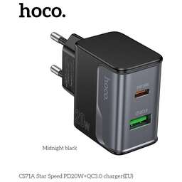 HOCO (6942007653664) CS71A 1USB+1Type-C 3.0A PD20W+QC3.0 Midnight black