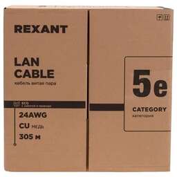REXANT Кабель информационный 01-0045-R кат.5E U/UTP 4 пары PE внешний 305м черный