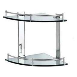 РЫЖИЙ КОТ CG-05 полка угловая двухярусная стеклянная 24х24х7см