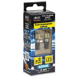 AVS T104 T10/белый/ (W2.1x9.5d) CANBUS 18SMD 4014, блистер 2 шт