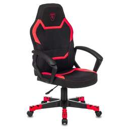 ZOMBIE Кресло игровое 10 черный/красный ткань/эко.кожа крестов. пластик