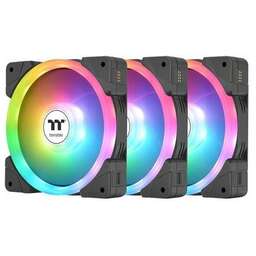 THERMALTAKE Вентилятор Swafan EX12 Reverse, 3шт, 120мм, 4-pin, 2000об/мин, 30.6 - 32.5 дБ, ARGB, черный, Ret [cl-f167-pl12sw-a]