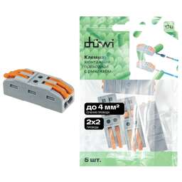 DUWI (26741 6) Клемма рычажковая, СМК-422х2, 0,08-4мм², серый