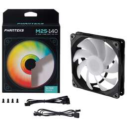 PHANTEKS Вентилятор M25 DRGB Black 140x140x25мм (PWM, 60шт./кор, 400-1800 об/мин, 36.57dBa) / PH-F140M25_DRGB_PWM_BK01_RU