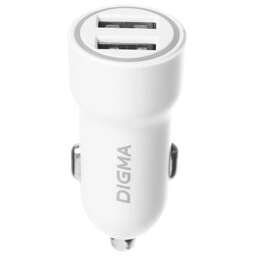 DIGMA Автомобильное зар./устр. DGC1С 12W 2.4A 2xUSB белый (DGC1C2LX22WH)