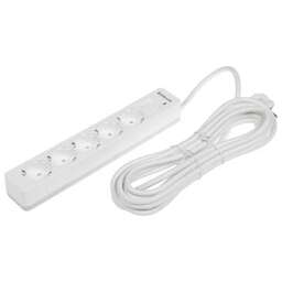 DEFENDER Сетевой фильтр DFS 135 белый (5м, 5 розеток, 16A) (99432)
