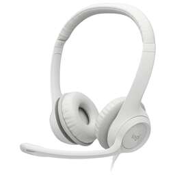 LOGITECH Гарнитура H390, для компьютера, накладные, проводные, белый [981-001288]
