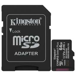 KINGSTON Флеш карта microSDXC 64GB SDCS3/64GB Canvas Select Plus V10 A1 + adapter