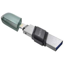 SANDISK Флешка USB iXpand Flip 128ГБ, USB3.1, зеленый и серебристый [sdix90n-128g-gn6ne]