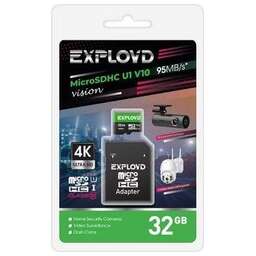 EXPLOYD MicroSDHC 32GB Class 10 (U1) V10 Vision + адаптер SD (95 MB/s) [EX32GCSDHC10-U1-V10]