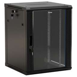 HYPERLINE Шкаф коммутационный TWB-0645-GP-RAL9004 настенный, стеклянная передняя дверь, 6U, 600x367x450 мм